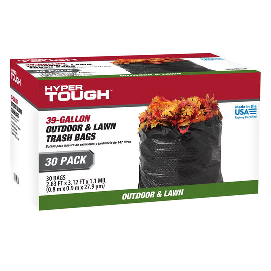 39-Gallon Drawstring Outdoor & Lawn Trash Bags, 1.1 MIL, 30 Bags