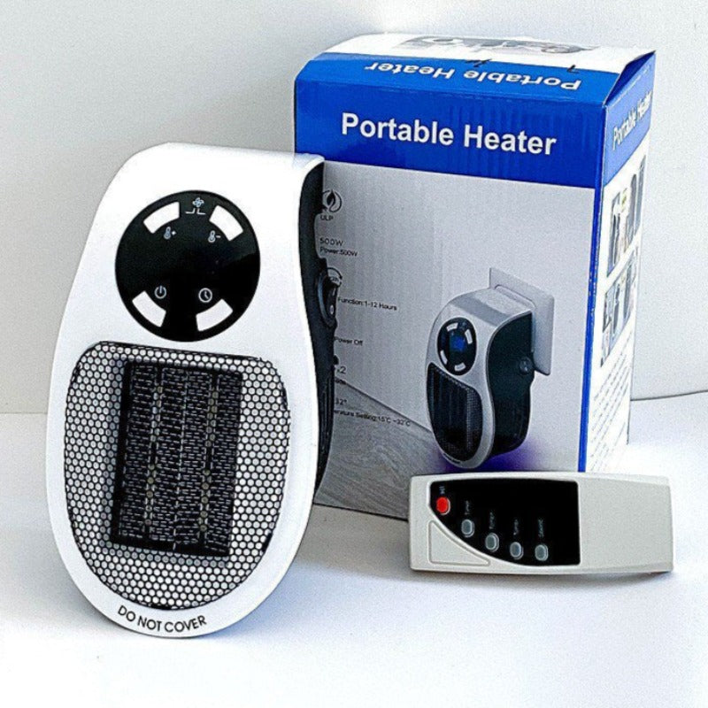 500W Space Heater - LED Display Wall Outlet Electric Plug with Adjustable Thermostat & Timer