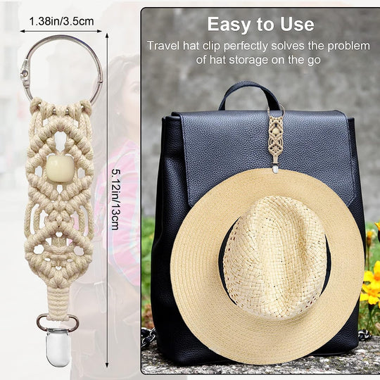 MEIXINZHI 3Pcs Cotton Hat Clip for Travel, Knitting Travel Hat Clip for Bag Backpack Luggage, Travel Hat Clip for Women