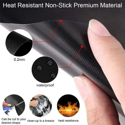 Set of 5 Heavy Duty Non-Stick BBQ Grill Mats , Reusable, and Easy to Clean - Works for Gas Grill, Electric, Charcoal, Smokers