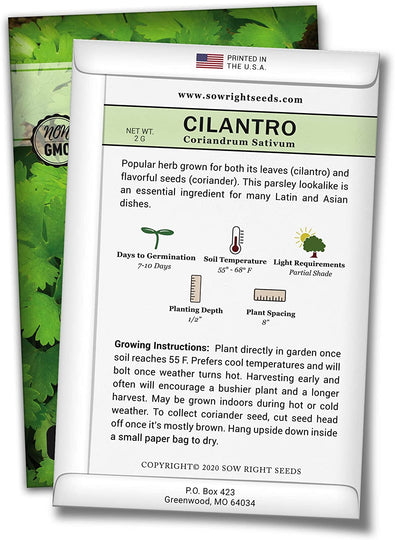  5 Herb Seed Collection - Genovese Basil, Chives, Cilantro, Italian Parsley, and Oregano 