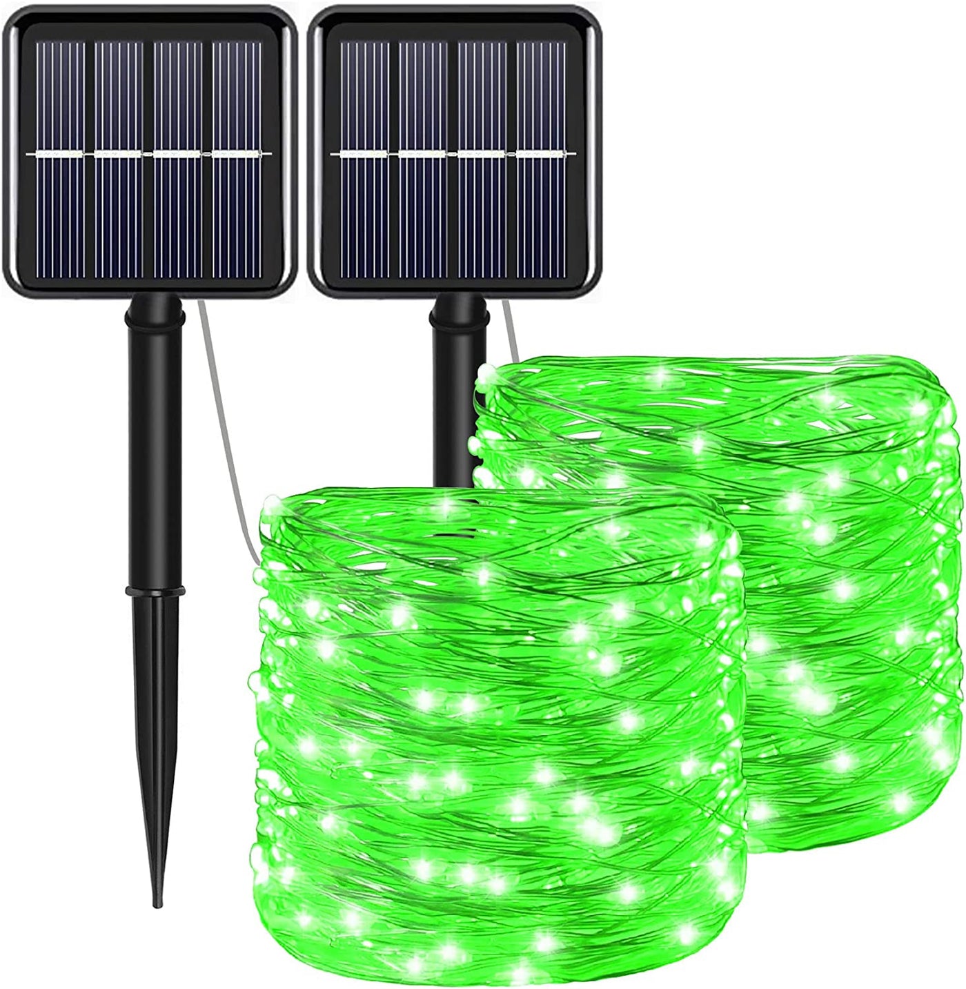 4th of July Patriotic Decorations for Home Outdoor Lights-Red White Blue Solar String Lights,2Pack Each 100LED 33ft 