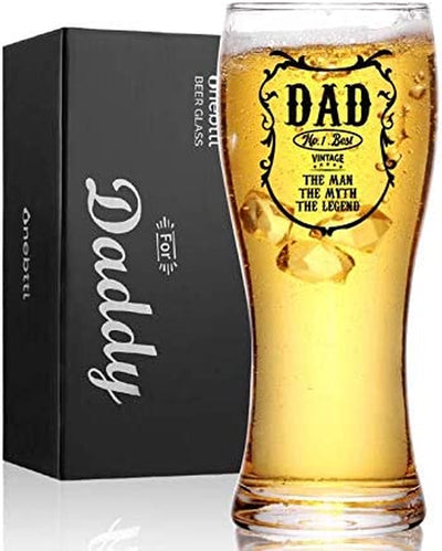 Dad  Beer Glass, Gifts for Dad on Father's Day, Birthday from Daughter, Son, 15oz Pint glass, Beer mug, You are the best dad in the world, Onebttl