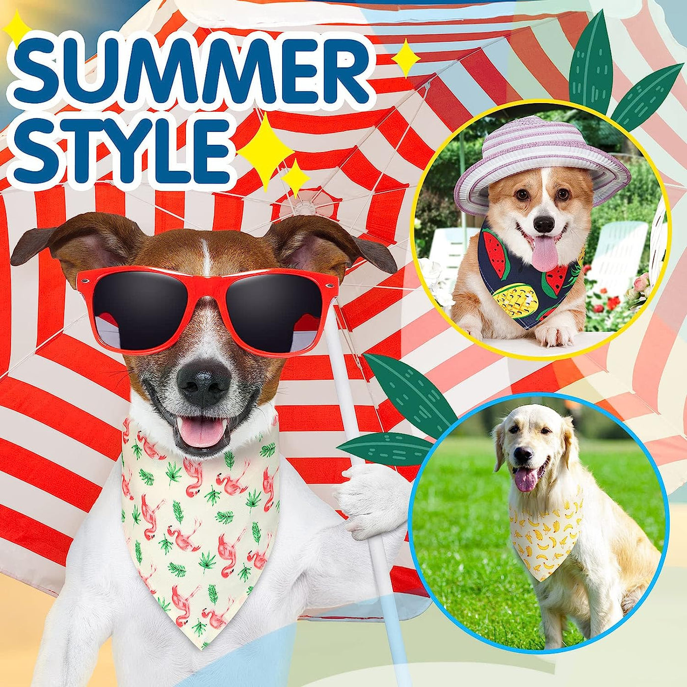 12 Pieces Summer Dog Bandanas 