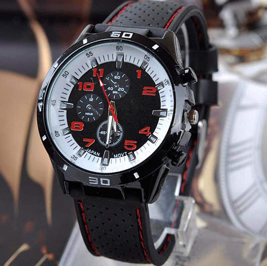 Men's GT Racer Sport Watch Military Pilot Aviator Army Style Black Silicone Mens Watch