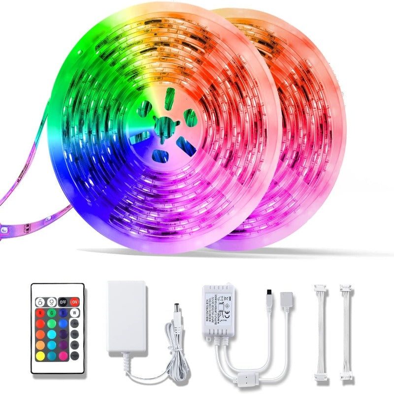 32.8ft LED Strip Lights, Waterproof & RGB Color Changing with Remote Control