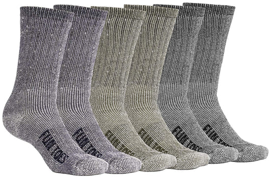 6 Pack: Men's Lightweight Merino Wool Winter Socks