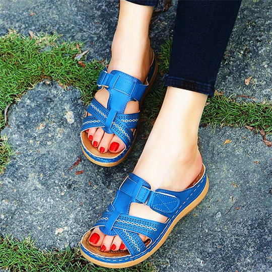 Women's Anti-Slip Summer Orthopedic Leather Wedge Sandals