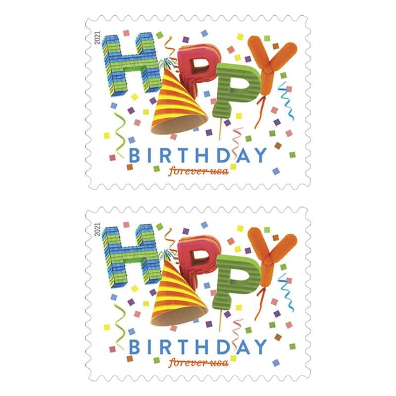 USPS Happy Birthday Forever Stamps 2021 - Booklet of 20 Postage Stamps