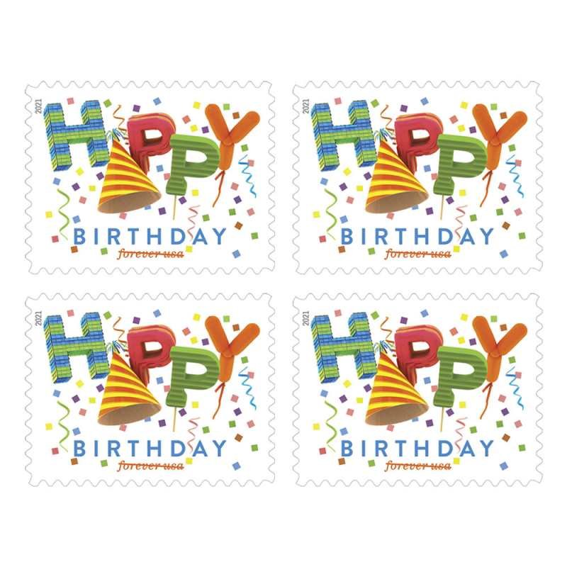 USPS Happy Birthday Forever Stamps 2021 - Booklet of 20 Postage Stamps