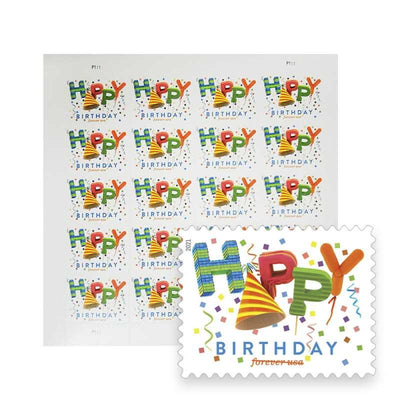 USPS Happy Birthday Forever Stamps 2021 - Booklet of 20 Postage Stamps ...