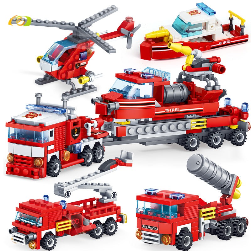 348 pcs 4-in-1 Fire Fighting Building Blocks Set