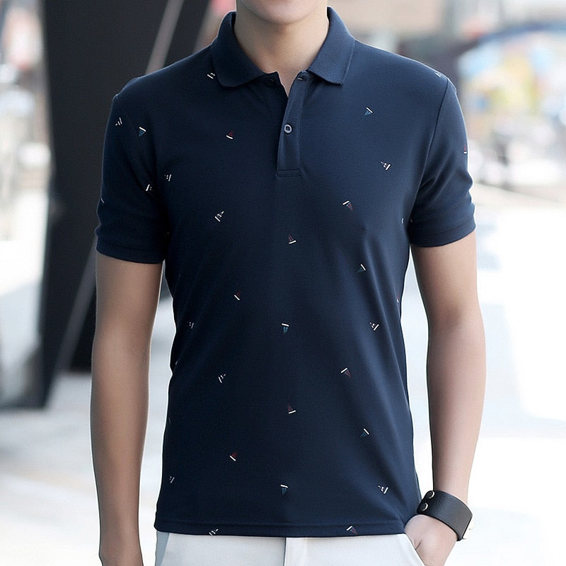 Men's Polo Shirt Style Summer Fashion Printed Lapel POLO Men Cotton Short Sleeve Camisas Slim Fit Casual Male Polo Shirt Brand
