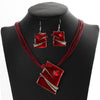 Leather Chain Pendant Necklace And Drop Earring Set