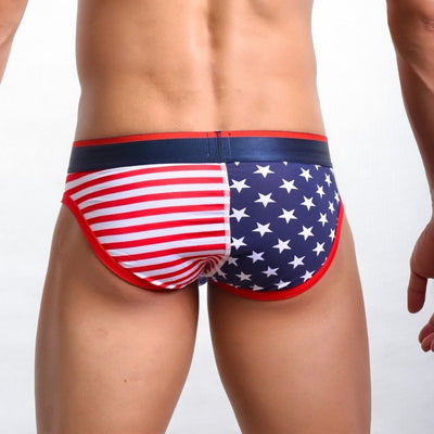 Men's USA Flag Striped Stars U-Pouch Underwear