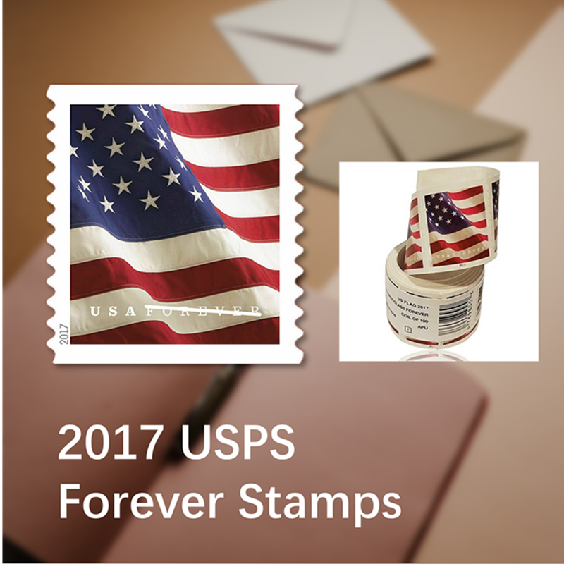USPS FOREVER® STAMPS US Flag, Coil of 100 Postage Stamps (2017)
