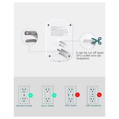 6-Outlet Extender Surge Protector with 2 USB Charging Ports and Night Light