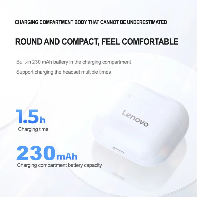 Lenovo LP40 TWS Wireless Bluetooth 5.0 Dual Stereo Noise Reduction Bass Touch Control Earbuds