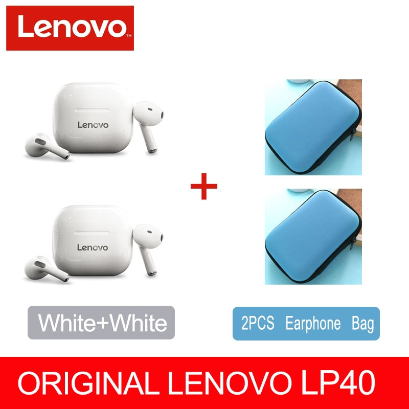 Lenovo LP40 TWS Wireless Bluetooth 5.0 Dual Stereo Noise Reduction Bass Touch Control Earbuds