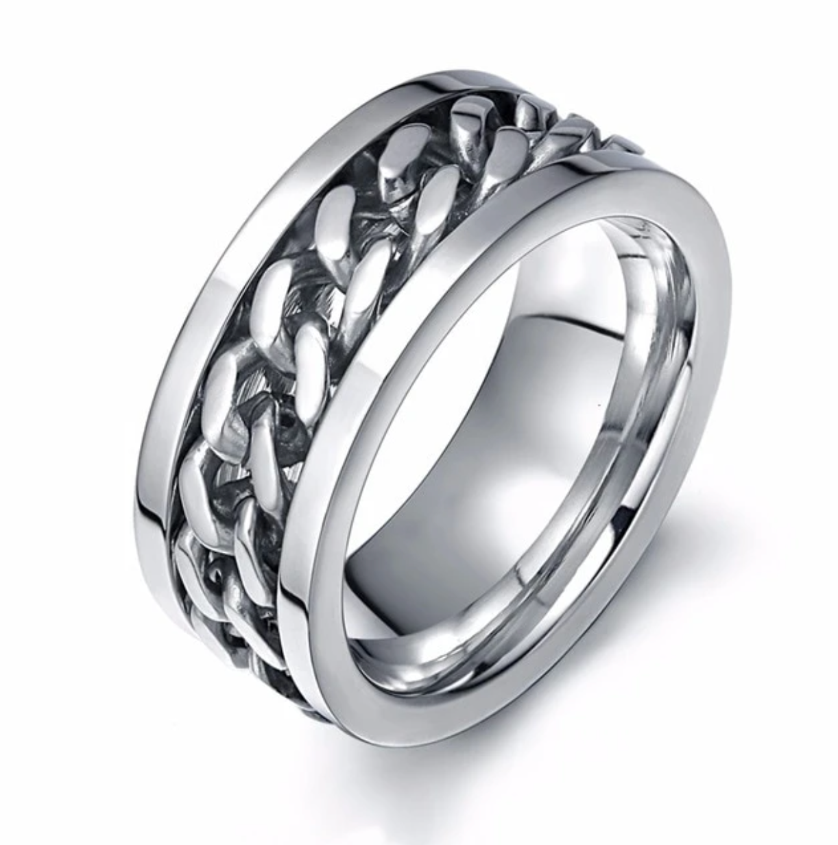 Men's Stainless Steel Black Chain Ring