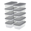  Set of  (10) 6 Qt. Clear Plastic Storage Boxes with Gray Lids