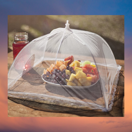 Mesh Outdoor Food Cover Tents (6 pack): Collapsible Umbrella Tents for Picnics, BBQ, Camping & Outdoor Cooking; Pop Up Screen Net & Plate Protector; Shields Food Plates & Glasses From Flies, Bugs