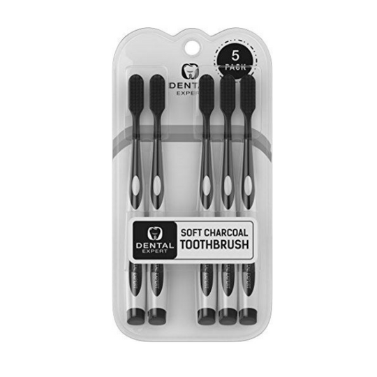 5 Pack: Gentle Soft Teeth Whitening Charcoal Toothbrush
