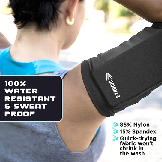  Phone Holder for Running, Cell Phone Arm Bands with Reflective Logo, Phone Strap Armband Fits iPhone and Android, Use for Running, Walking, Hiking and Biking, Black, Medium