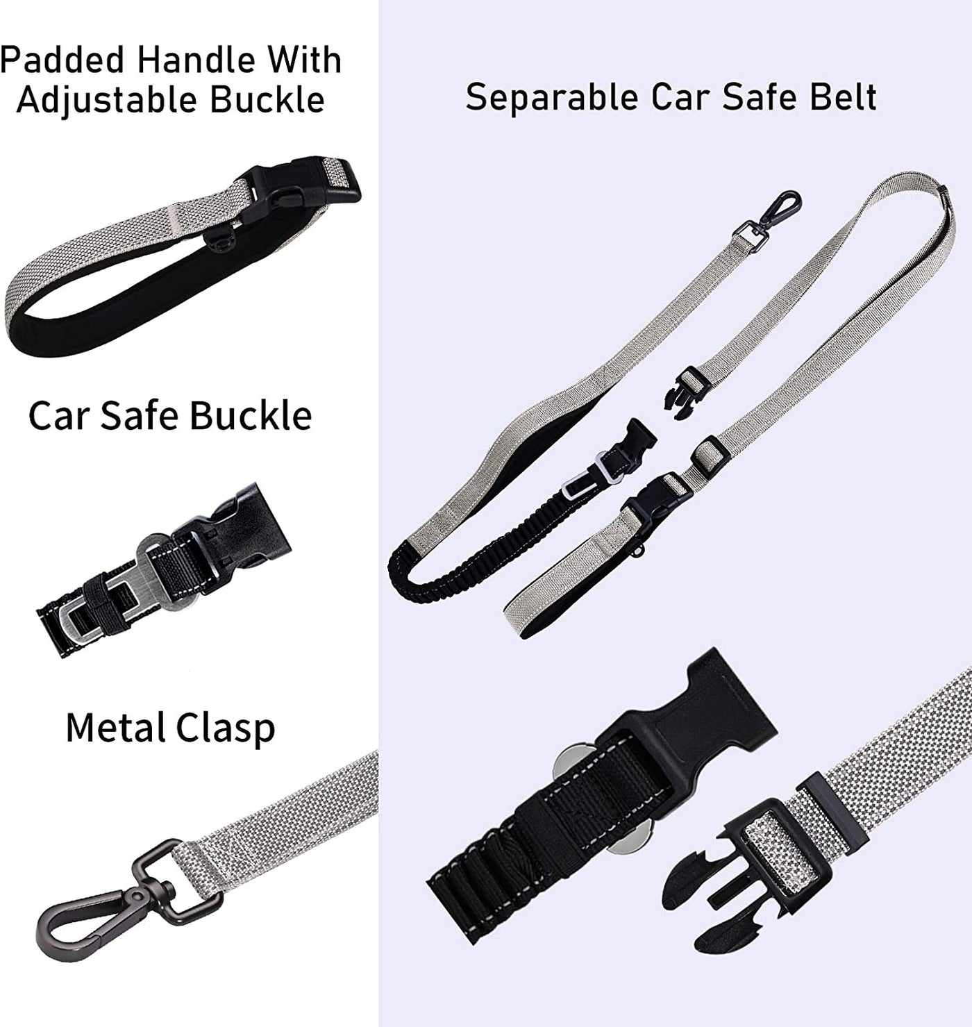  Heavy Duty Hands Free Dog Leash for Training, Hiking, Running or Jogging with Durable Bungee 