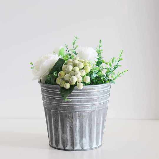 Set of 3 Metal Basket Bucket Farmhouse Planters