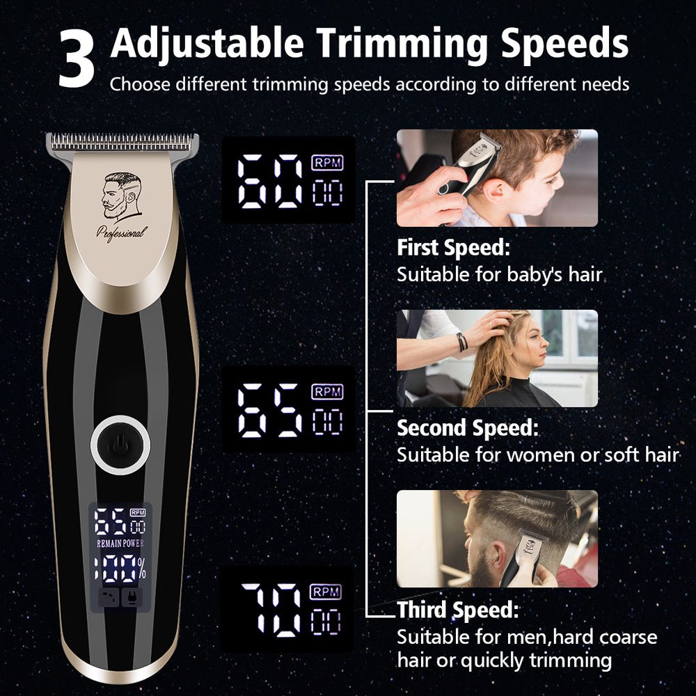 Men's Cordless Beard Trimmer Kit & Hair Clippers with - LED Display