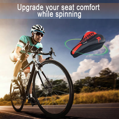  Padded Bike Seat Cover, Comfortable Gel Bike Seat Cushion for Men Women, Bicycle Seat Cushion Cover for Spin Bike, Stationary Bike, Indoor Outdoor Cycling