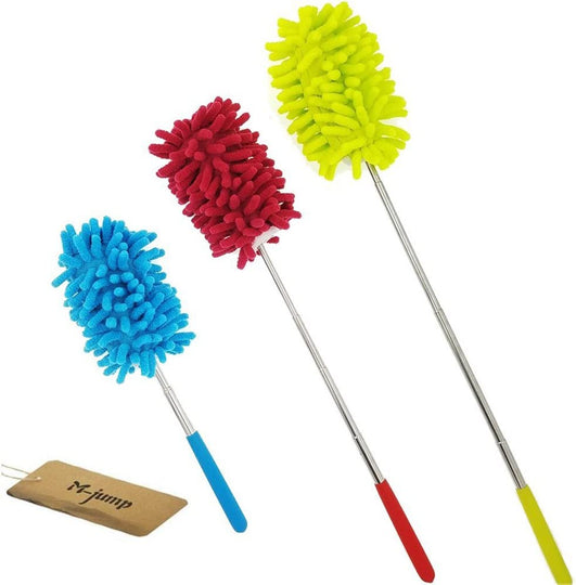 3 Pack Retractable Long-Reach Washable Duster for Cleaning