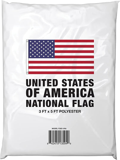 American 3X5-USA 3x5 Feet Outdoor, Heavy Duty Nylon US Flags with Embroidered Stars, Sewn Stripes and Brass Grommets, Red, White, Blue