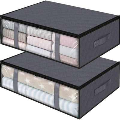 2-Pack Under Bed Storage Organizers - Under Bed Storage Containers for Organizing Clothing, Blankets & More