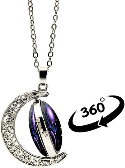 Zodiac Necklace Jewelry Birthday Gifts Astrology 12 Constellation Horoscope Sign Galaxy Crescent Half Moon Pendant Necklace