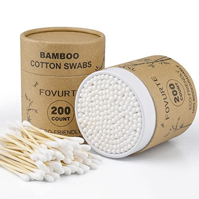 400 Count Bamboo Cotton Swabs - Organic Cotton Buds for Ears