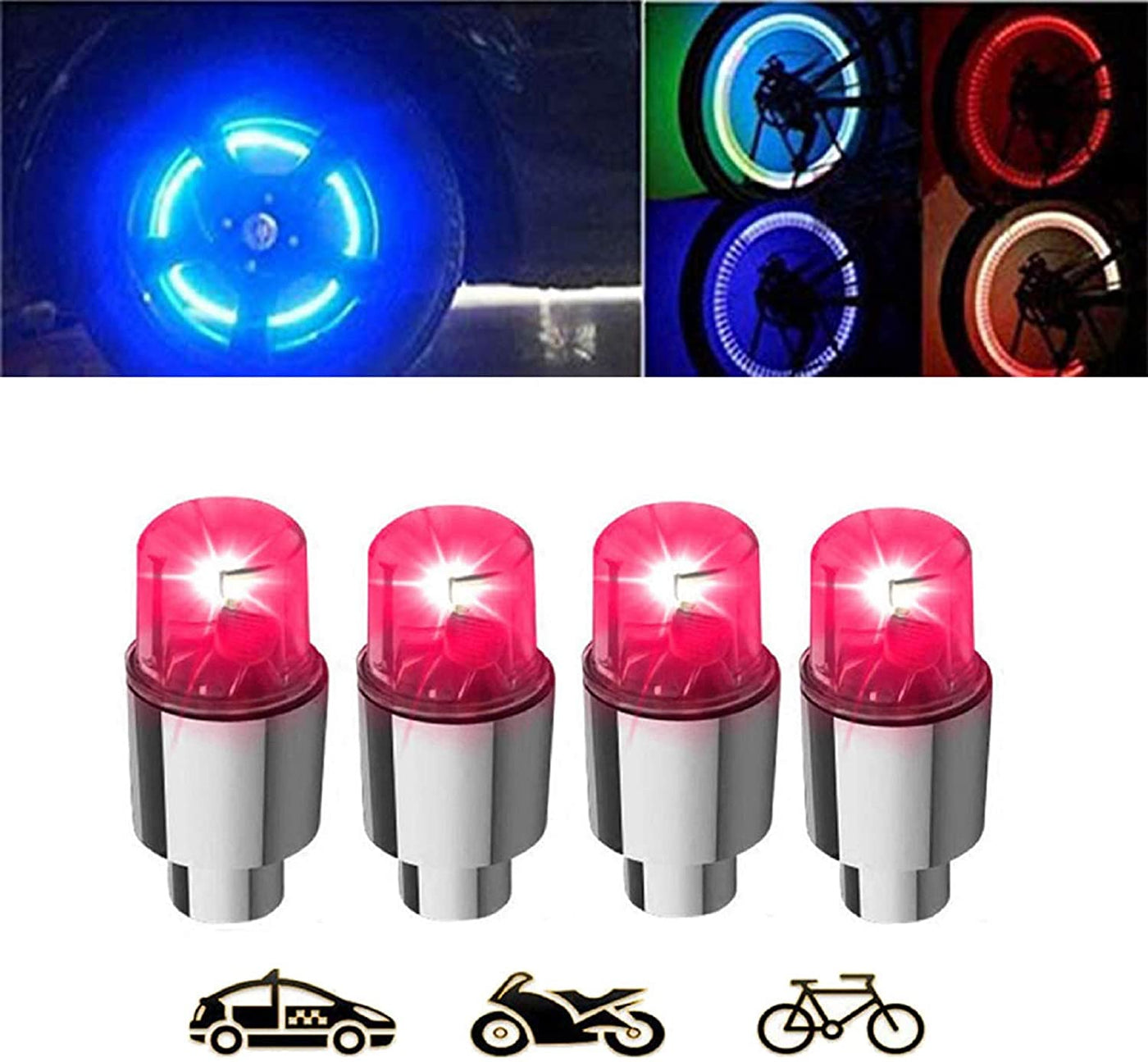 4 Pack LED Wheel Lights with Batteries Included 