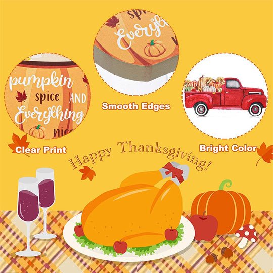 Fall Tiered Tray Decor, Pumpkin Maple Leaves Wooden Tabletop Signs Happy Fall Wood Block Autumn Truck Acorn Decorative Ornaments for Fall Thanksgiving Farmhouse Party Supplies, 11 PCS