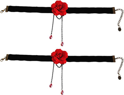  2PCS Rose Flower Choker