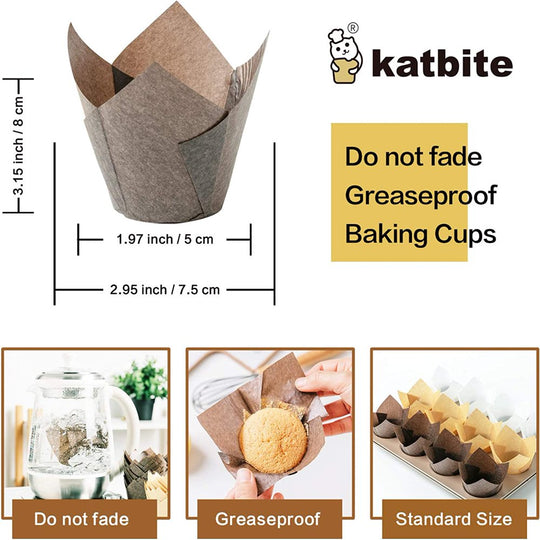 200PCS Katbite Tulip Cupcake Liners , Muffin Baking Cupcake Liners Holders