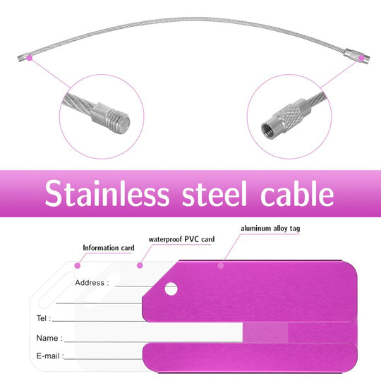 8 Pcs Luggage Tags with Steel Loop and Name ID Card, 3.14*1.57 Inches Aluminium Luggage Tags for Suitcases, Travel Baggage Bag Tags Suitable for Luggage Suitcase Baggage (8 Colors)