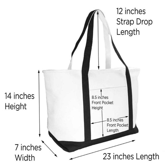 23" Large Heavy Duty 24 Oz. Cotton Canvas Shopping Tote Bag 