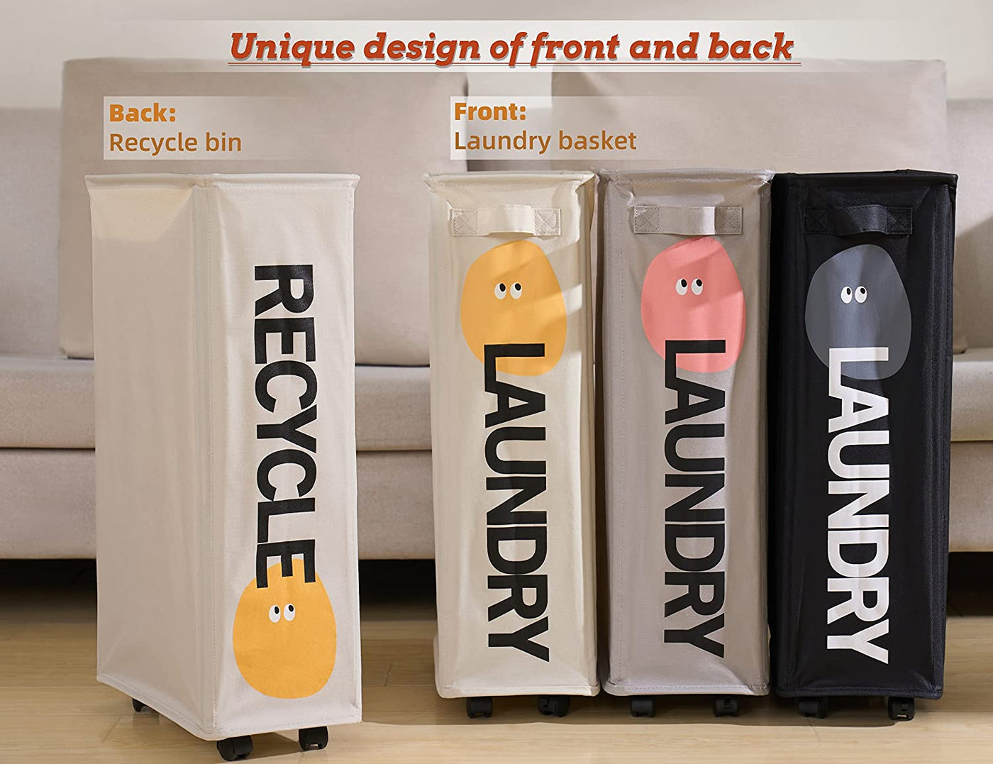 Slim Rolling Laundry Basket with Wheels