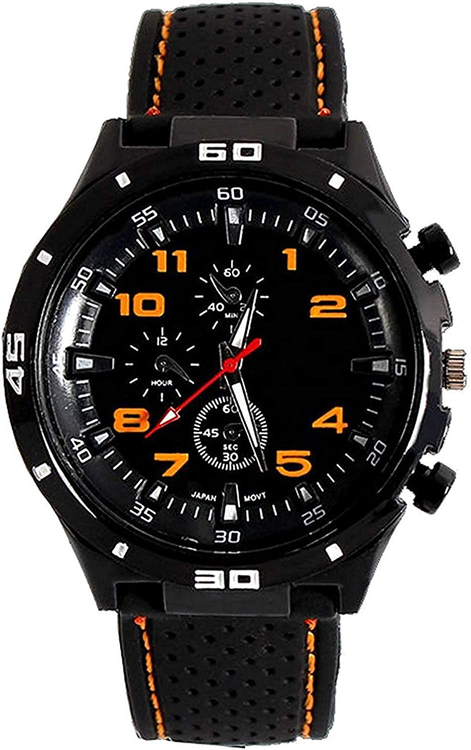 Men's GT Racer Sport Watch Military Pilot Aviator Army Style Black Silicone Mens Watch