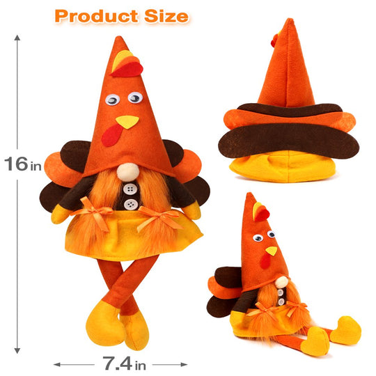 Fall Thanksgiving Decorations, 2 Pack Handmade Fall Turkey Swedish Gnomes, Fall Table Decor Gnomes for Home Farmhouse Indoor, Fall Decoration Autumn Decor Thanksgiving Gifts