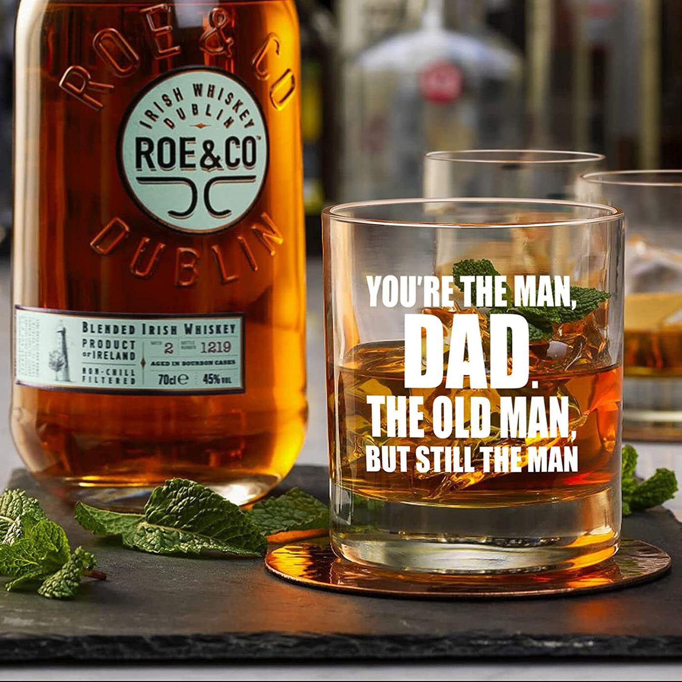 You're The Man, Dad Funny Whiskey Glasses Gift for Dad - Novelty Birthday, Fathers Day, Christmas Gift for Dad, Men, His, Unique Gift Idea for Him from Kids, Daughter, Son, Present for Dad, 11oz