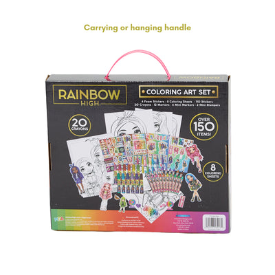 150 Pieces Rainbow High Girls Art Set Stickers Markers and Crayons for Kids 