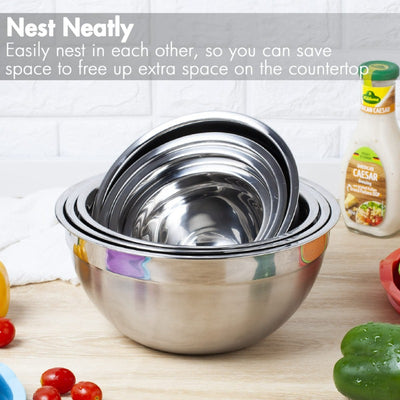 7 Pcs Stainless Steel Mixing Bowls Set,Metal Bowls with Lids for Kitchen, 0.7-4.5 Quarts