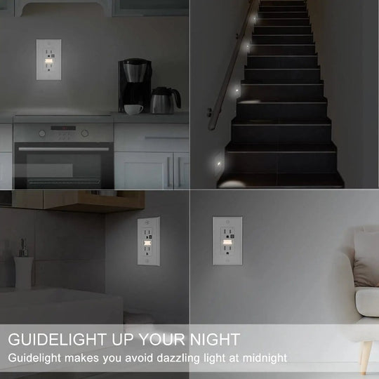 4 Pack LED Night Light Wall Outlet - Easy to Install, Standard Electrical Outlets with Night Lights